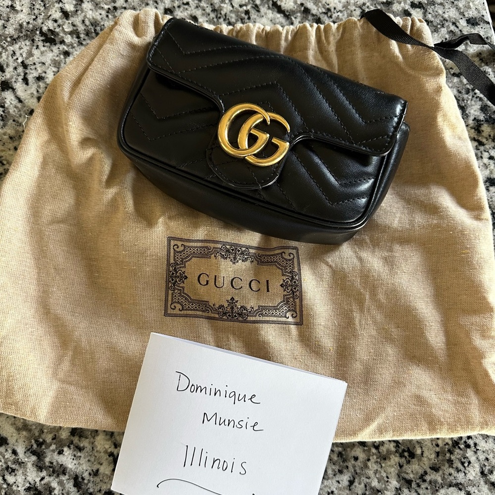 🖤❤️‍🔥Gucci Calfskin Matelasse Super Mini GG Marmont Shoulder Bag❤️‍🔥🖤
